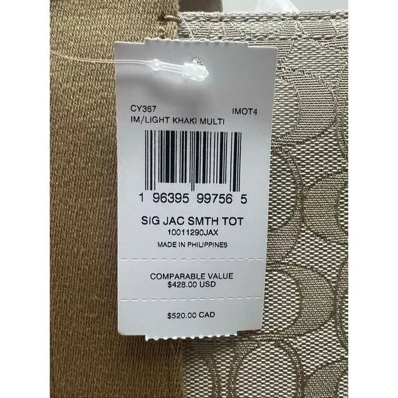 🔥🎁NWT! Coach Smith Tote Bag in Sig Jacquard Canvas Khaki Multi CY367 Msrp:$428 - Picture 14 of 14